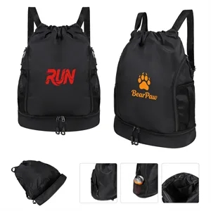 Lightweight Sports Drawstring Backpack W/ Shoe Compartment