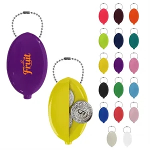 PVC Oval Squeeze Coin Pouch W/ Bead Chain