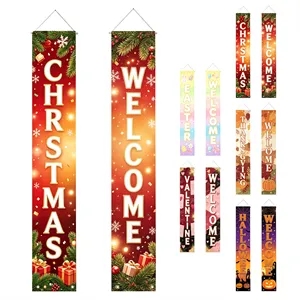 Custom Oxford Couplets Welcome Porch Banner Set