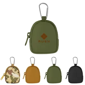 Mini Oxford Zippered Tactical Coin Purse W/ Carabiner