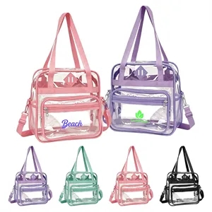 Waterproof PVC Clear Stadium Tote Bag W/ Multi Pockets