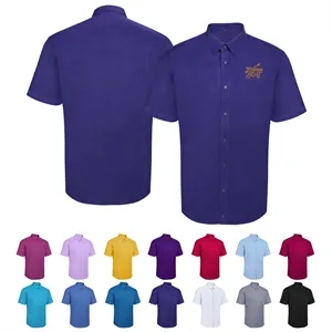 Solid Color Unisex Short Sleeve Button Down Shirt