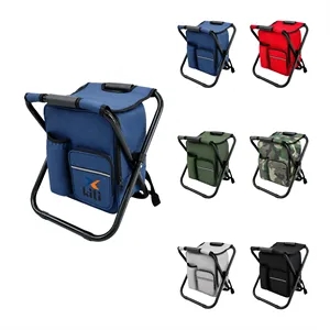 Folding Camping Chair Stool Backpack W/ Insulated Cooler