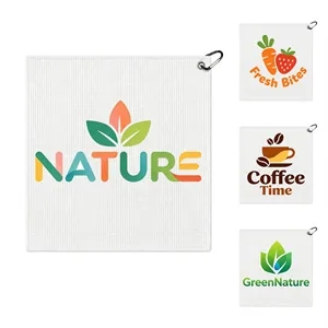 Sublimation Square Waffle Golf Towel W/ Carabiner