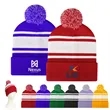 Two Tone Knit Pom Beanie Hat With Cuff | https://www.bestnamebadges.com