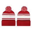 Two Tone Knit Pom Beanie Hat With Cuff | https://www.bestnamebadges.com