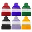 Two Tone Knit Pom Beanie Hat With Cuff | https://www.bestnamebadges.com