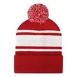 Two Tone Knit Pom Beanie Hat With Cuff | https://www.bestnamebadges.com