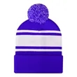 Two Tone Knit Pom Beanie Hat With Cuff | https://www.bestnamebadges.com