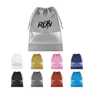 Large Non Woven Drawstring Shoe Bag W/ Clear Window