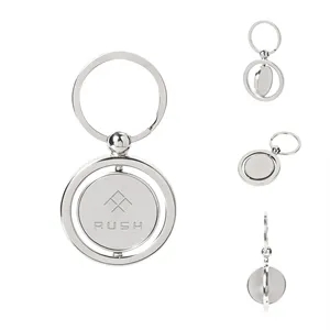 1.4" Round Metal Spinning Keychain Key Tag
