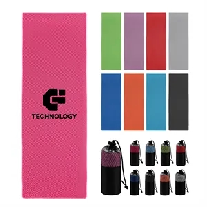 Portable Sports Cooling Towels W/ Mesh Drawstring Pouch