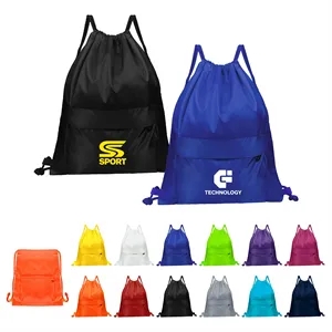 Waterproof Drawstring Backpack Gym Bag W/ Zipper Pocket