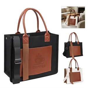 Large Structured Canvas Tote Bag Crossbody Handbag Purse