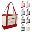 Large Two Tone Canvas Boat Tote Bag W/ Front Pocket | https://www.bestnamebadges.com