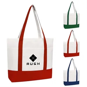 Two Tone 16Oz Canvas Boat Tote Bag W/ 3 Pockets