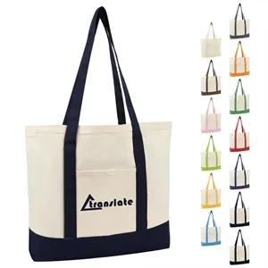 Two Tone 12Oz Cotton Canvas Boat Tote Bag