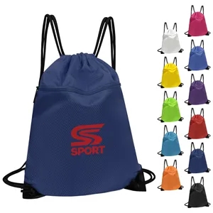 Oxford Gym Drawstring Backpack With Zipper Pocket