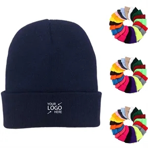 Unisex Acrylic Cuffed Knit Beanie for Fall Winter Seasons