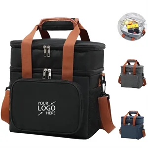 Tall Dual Layer Insulated Lunch Bag with Shoulder Strap