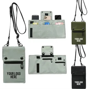 Tri-fold Sling Crossbody Passport Purse Bag Neck Wallet