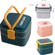 2 Layers Plastic Bento Lunch Box With Handle | https://www.bestnamebadges.com