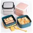 2 Layers Plastic Bento Lunch Box With Handle | https://www.bestnamebadges.com