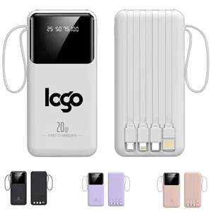 10000mAh Portable Power Bank 4 Cables with Flashlight