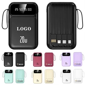 20000mAh Portable Power Bank 4 Cables with Flashlight