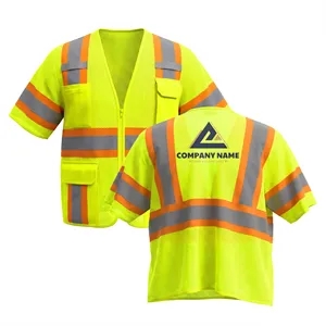 Hi-Vis Class 3 Short-Sleeve Mesh Safety Vest With Zipper