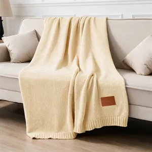 Chenille Knitted Throw Blanket