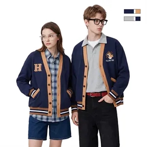 Personalized Cotton Blend Varsity Cardigan Sweater