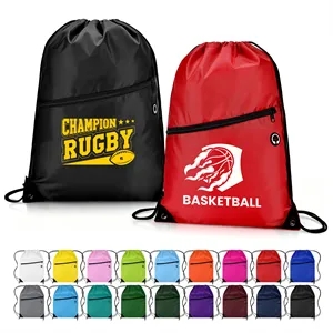 Drawstring Backpack with Front Zipper Pocket
