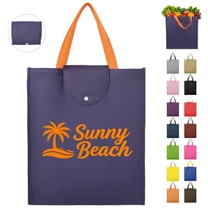 Foldable Non Woven Shopping Tote Bag W/ Snap Flap