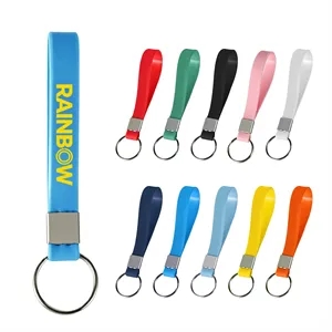 1/2" Wide Screen Printed Silicone Wristband Keychain