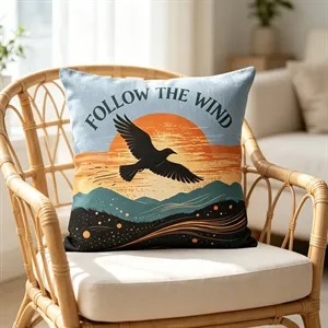 17" Full Color Linen Throw Pillowcase & Pillow