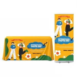 Retractable Banner Stand and Draped Table Cover Event Bundle