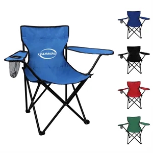Portable Folding Camping Chair W/ Cup Holders & Carry Bag
