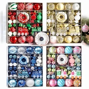 Painted Plastic Christmas Ornament Set