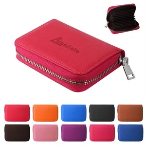 12 Slots PU Leather RFID Blocking Zipper Card Wallet