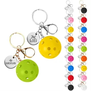 Small Pickleball Keychain W/ Round Tag