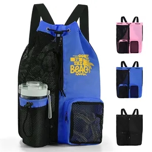Water-Resistant Nylon Drawstring Backpack for Swim & Beach