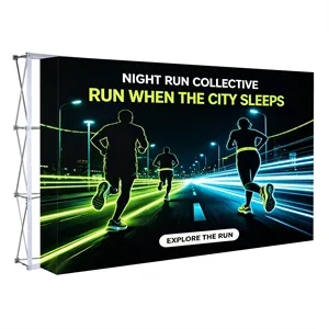 7.5'x15' Full Color Fabric Pop Up Straight Display Backdrop