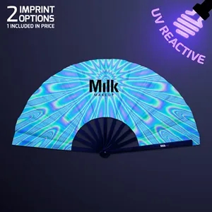 Clack Fan 13", Funky Pattern, Glows Near Blacklight (No LED)