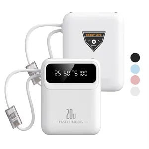 Compact 5000mAh High Quality Power bank W/ charging cable