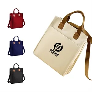 Printed Logo Lightweight Business Tote Purse with Zipper