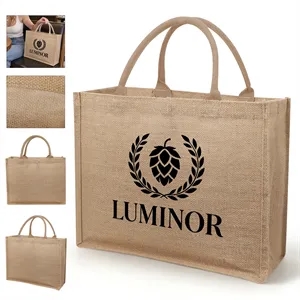 Large Jute Grocery Tote Bag W/ Waterproof Lining