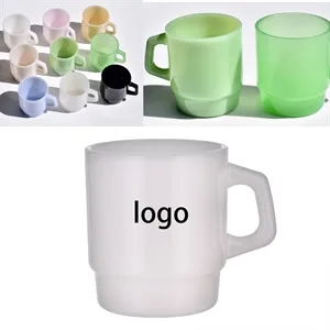 Milky Glass Coffee Mug with Handle