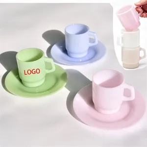 8oz Jade Glass Coffee Mug with Dish
