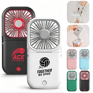 Portable Foldable Handheld Fan Power Bank W/ Lanyard
